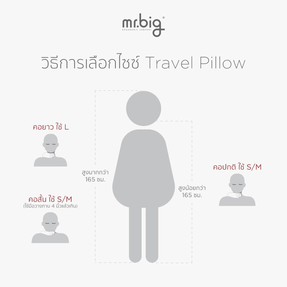 หมอนรองคอ สีเทา (L) หมอนรองคอ mr.big Travel Pillow Grey (L)