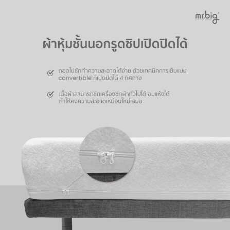 ที่นอน 6 ฟุต mr.big Figured™ Five สีขาว ที่นอนสำหรับคนตัวใหญ่มาก_5