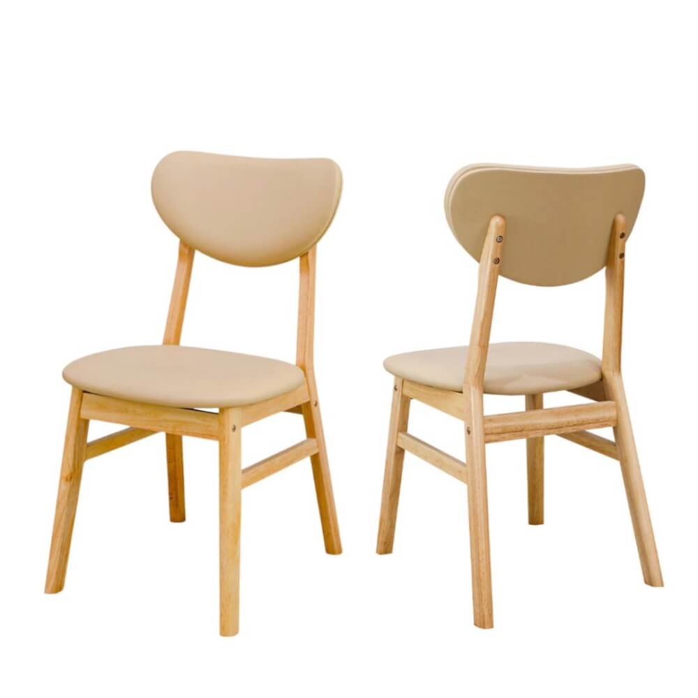 เก้าอี้ทานข้าวไม้ยางพารา EVERGREEN FURNITURE CBP 42X52X85CM สีไม้ธรรมชาติ เบาะหนังสีครีม 2 ตัว / กล่อง
