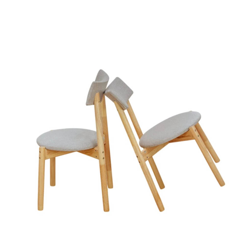 เก้าอี้ทานข้าวไม้ยางพารา EVERGREEN FURNITURE PLUS CHAIR 43X45X88 CM. เบาะผ้าสีเทา สีไม้ธรรมชาติ 2ตัว/กล่อง ประกอบส่ง_0