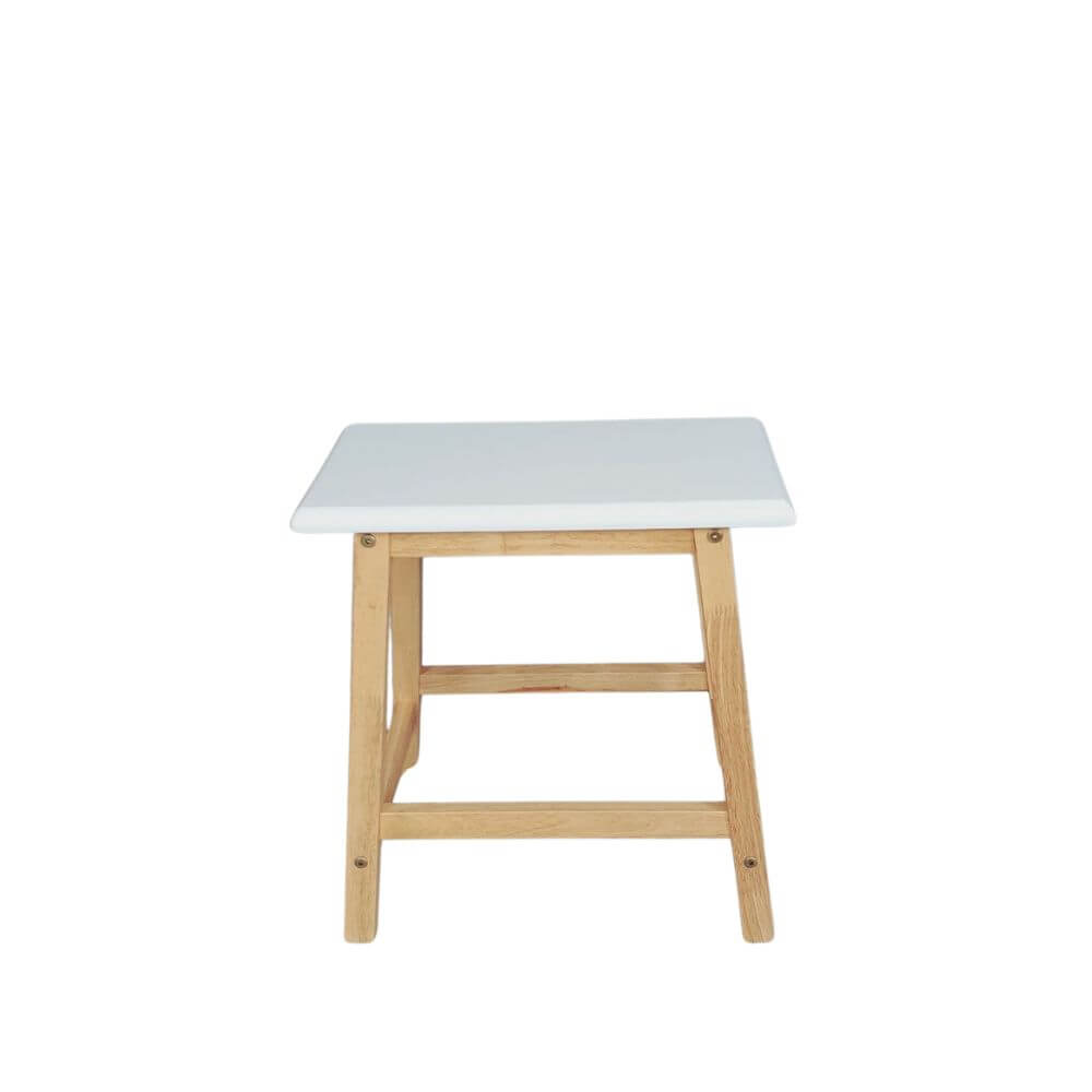 เก้าอี้บาร์ ไม้ยางพาราแท้ เก้าอี้สตูล EVERGREEN FURNITURE STC-18 43X23X45 CM. สีขาว / สีไม้ธรรมชาติ