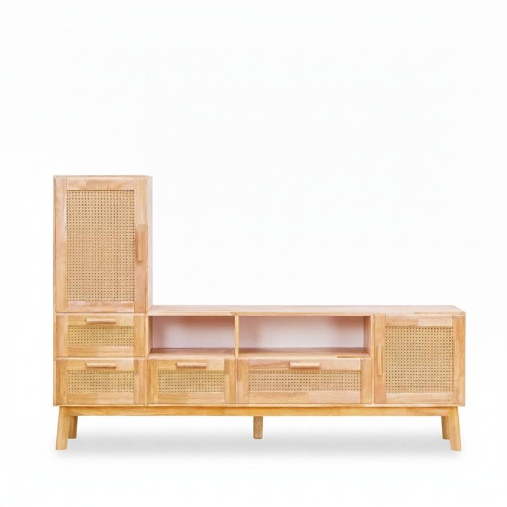 ตู้วางทีวี EVERGREEN FURNITURE รุ่น GL-18-FWR-4-4 Xไม้ยางพารา สีไม้ธรรมชาติ