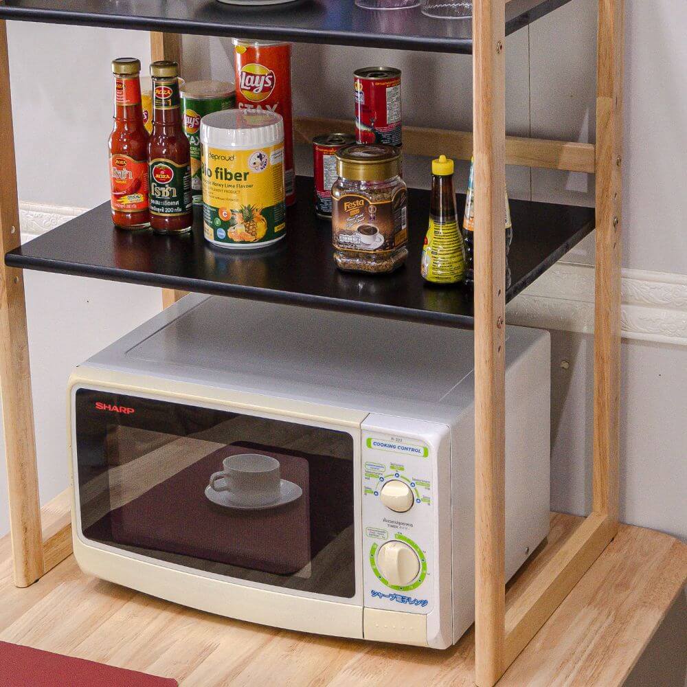 ชั้นวางไมโครเวฟ EVERGREEN FURNITUR SDDS-HN 59*44*76 CM สีไม้ธรรมชาติ ขอบเหลี่ยม