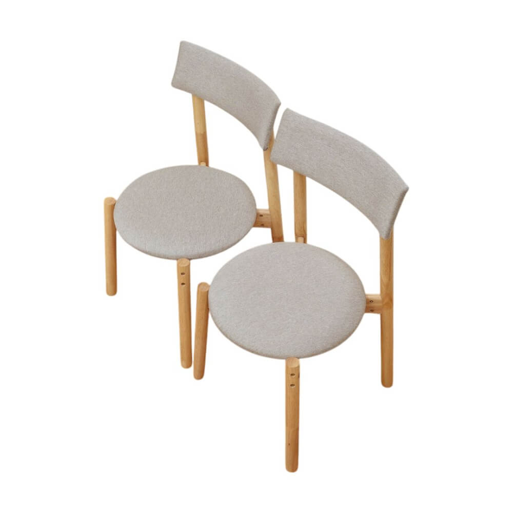 เก้าอี้ทานข้าวไม้ยางพารา EVERGREEN FURNITURE PLUS CHAIR 43X45X88 CM. เบาะผ้าสีเทา สีไม้ธรรมชาติ 2ตัว/กล่อง ประกอบส่ง_1