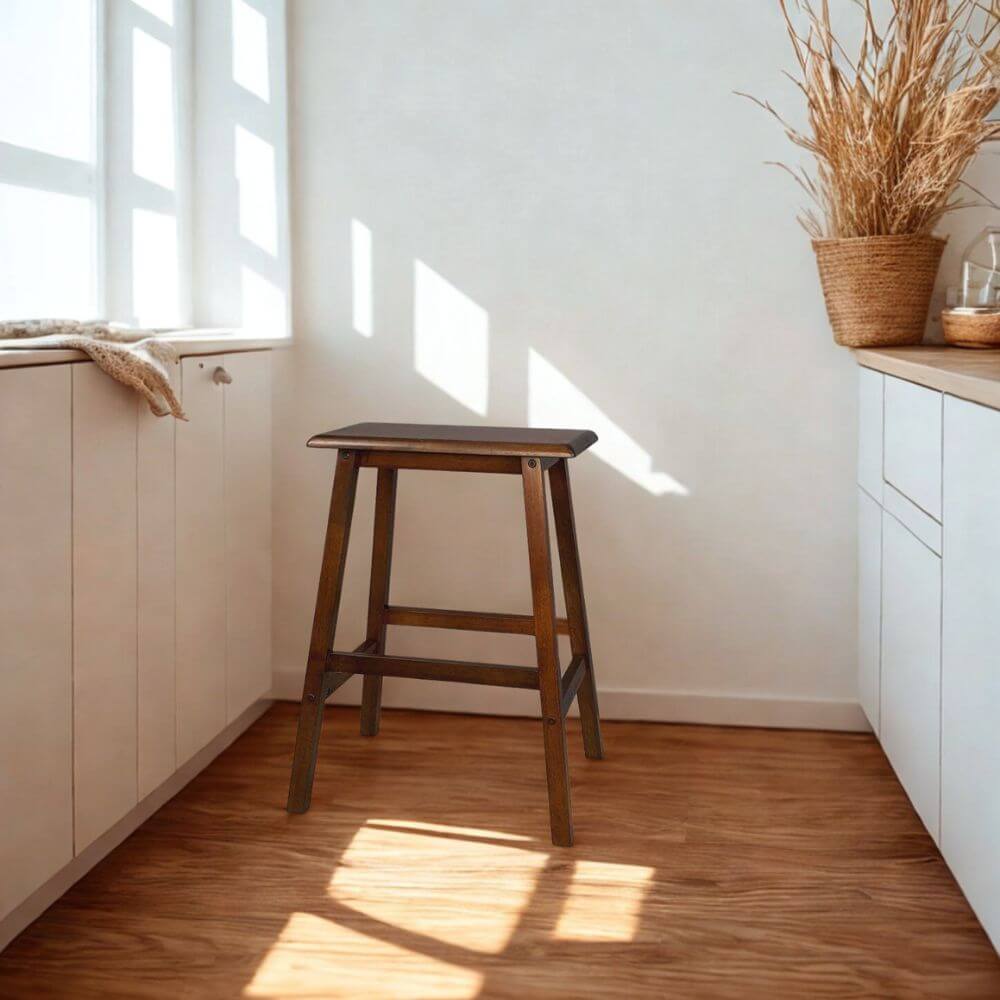 เก้าอี้บาร์ ไม้ยางพาราแท้ เก้าอี้สตูล EVERGREEN FURNITURE STC-24 43X23X60 CM. สีน้ำตาลเข้ม