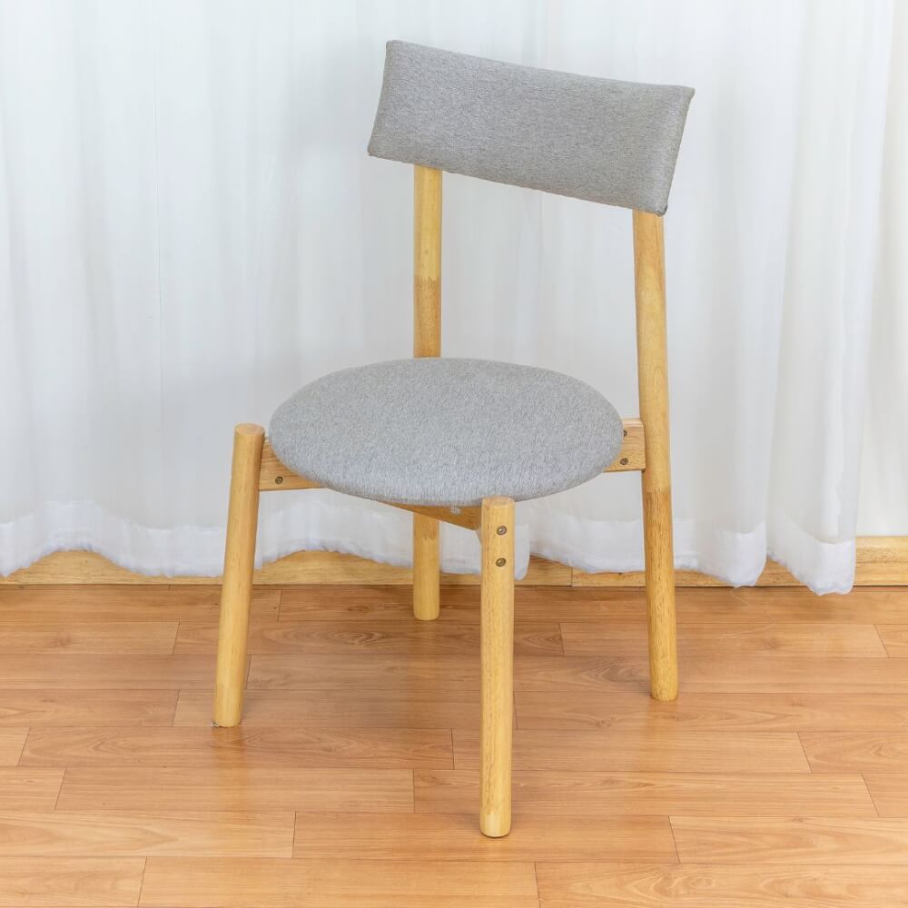 เก้าอี้ทานข้าวไม้ยางพารา EVERGREEN FURNITURE PLUS CHAIR 43X45X88 CM. เบาะผ้าสีเทา สีไม้ธรรมชาติ 2ตัว/กล่อง ประกอบส่ง_2