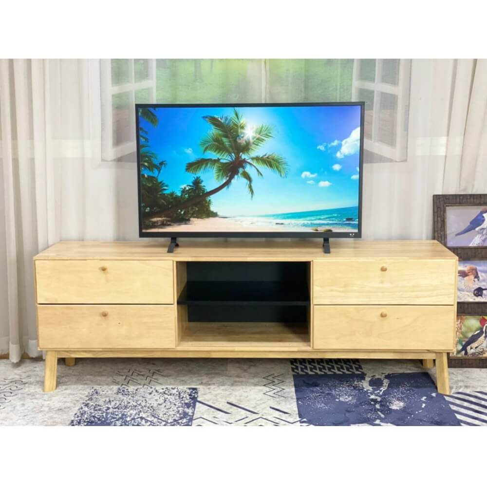 ตู้วางทีวี EVERGREEN FURNITURE G-4184-10G-4 174X40X65  สีน้ำตาลธรรมชาติ-สีดำ