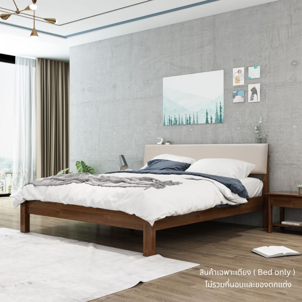 เตียง 5 ฟุต EVERGREEN FURNITURE B-1520-D-PU18 สีไม้เข้ม