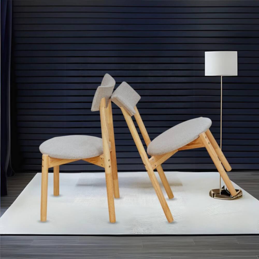 เก้าอี้ทานข้าวไม้ยางพารา EVERGREEN FURNITURE PLUS CHAIR 43X45X88 CM. เบาะผ้าสีเทา สีไม้ธรรมชาติ 2ตัว/กล่อง ประกอบส่ง_5