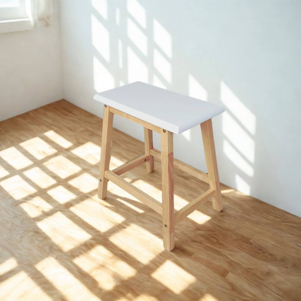 เก้าอี้บาร์ ไม้ยางพาราแท้ เก้าอี้สตูล EVERGREEN FURNITURE STC-18 43X23X45 CM. สีขาว / สีไม้ธรรมชาติ