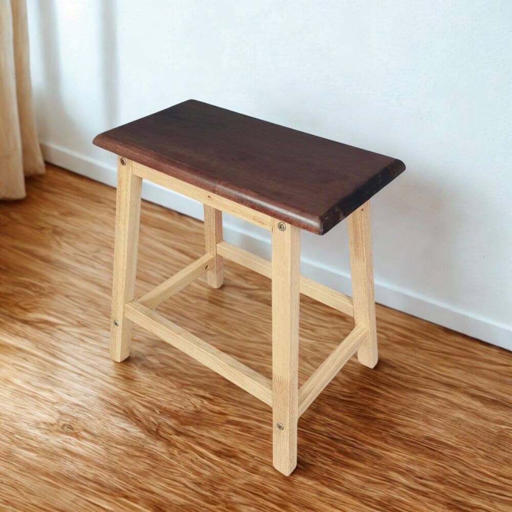 เก้าอี้บาร์ ไม้ยางพาราแท้ เก้าอี้สตูล EVERGREEN FURNITURE STC-18 43X23X45 CM. สีน้ำตาลเข้ม / สีไม้ธรรมชาติ