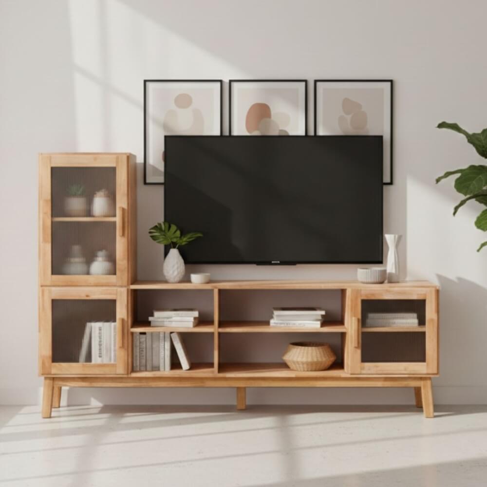 ตู้วางทีวี EVERGREEN FURNITURE รุ่น GL-18-FWR-3-5 ไม้ยางพารา สีไม้ธรรมชาติ