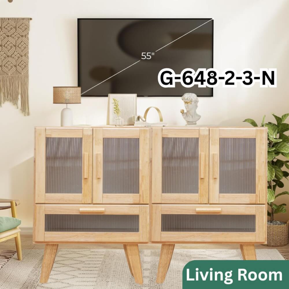 ตู้เตี้ยอเนกประสงค์ EVERGREEN FURNITURE . G-648-2-3 ขนาด 60X40X80ซม. สีธรรมชาติ_2