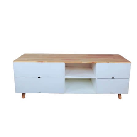 ตู้วางทีวี EVERGREEN FURNITURE  4144-4D2S-NB  136X40X52 สีขาว-น้ำตาลธรรมชาติ_0