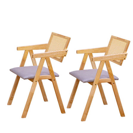 เก้าอี้ห้องอาหารไม้ยางพารา รุ่นหวาย EVERGREEN FURNITURE  เบาะผ้าสีเทา 50X51X84 ซม. สีไม้ธรรมชาติ  2ตัว / กล่อง_0