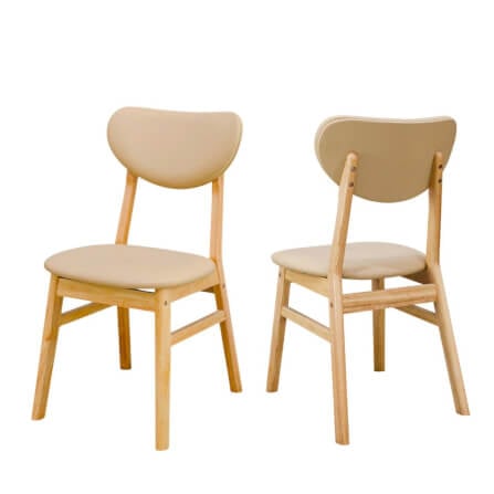 เก้าอี้ทานข้าวไม้ยางพารา EVERGREEN FURNITURE CBP 42X52X85CM สีไม้ธรรมชาติ เบาะหนังสีครีม 2 ตัว / กล่อง_0