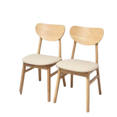 เก้าอี้ทานข้าวไม้ยางพารา EVERGREEN FURNITURE CB 42X52X85CM สีไม้ธรรมชาติ เบาะหนังสีครีม 2 ตัว / กล่อง_0