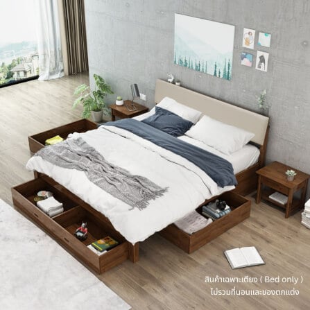 เตียง 5 ฟุต EVERGREEN FURNITURE B-1520-D-PU18 สีไม้เข้ม_1