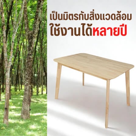 โต๊ะทานอาหารไม้ยางพารา EVERGREEN FURNITURE 120X74X74 ซม. สีน้ำตาลธรรมชาติ_1
