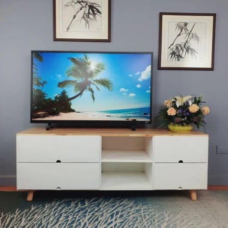 ตู้วางทีวี EVERGREEN FURNITURE  4144-4D2S-NB  136X40X52 สีขาว-น้ำตาลธรรมชาติ_3
