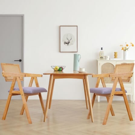 เก้าอี้ห้องอาหารไม้ยางพารา รุ่นหวาย EVERGREEN FURNITURE  เบาะผ้าสีเทา 50X51X84 ซม. สีไม้ธรรมชาติ  2ตัว / กล่อง_6