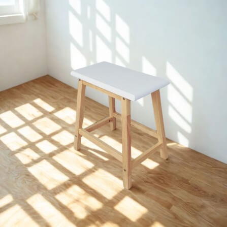 เก้าอี้บาร์ ไม้ยางพาราแท้ เก้าอี้สตูล EVERGREEN FURNITURE STC-18 43X23X45 CM. สีขาว / สีไม้ธรรมชาติ_5