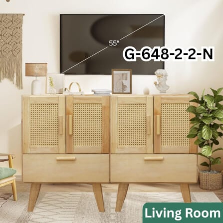 ตู้เตี้ยอเนกประสงค์ EVERGREEN FURNITURE . G-648-2-2 รุ่นหวาย ขนาด 60X40X80ซม. สีธรรมชาติ_2