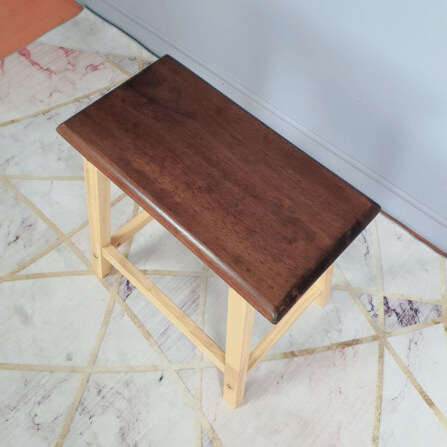 เก้าอี้บาร์ ไม้ยางพาราแท้ เก้าอี้สตูล EVERGREEN FURNITURE STC-18 43X23X45 CM. สีน้ำตาลเข้ม / สีไม้ธรรมชาติ_2