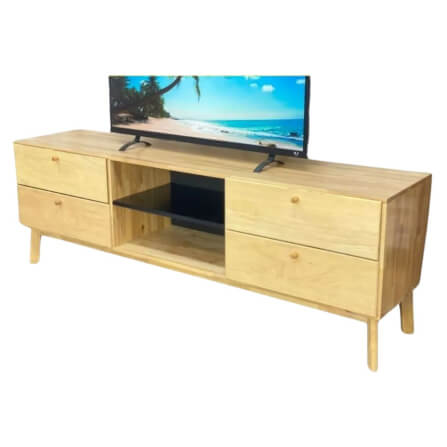 ตู้วางทีวี EVERGREEN FURNITURE G-4184-10G-4 174X40X65  สีน้ำตาลธรรมชาติ-สีดำ_2
