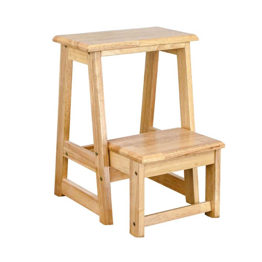 บันไดไม้ยางพารา 2 ขั้น ประกอบส่ง Evergreen Furniture SLST-55  40x43x55ซม. สีไม้ธรรมชาติ