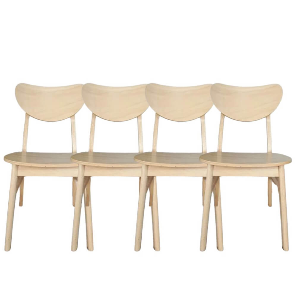 เก้าอี้ทานข้าวไม้ยางพารา  EVERGREEN FURNITURE CB เบาะไม้ 43X53X85 ซม.สีไม้ธรรมชาติ 4ตัว/กล่อง