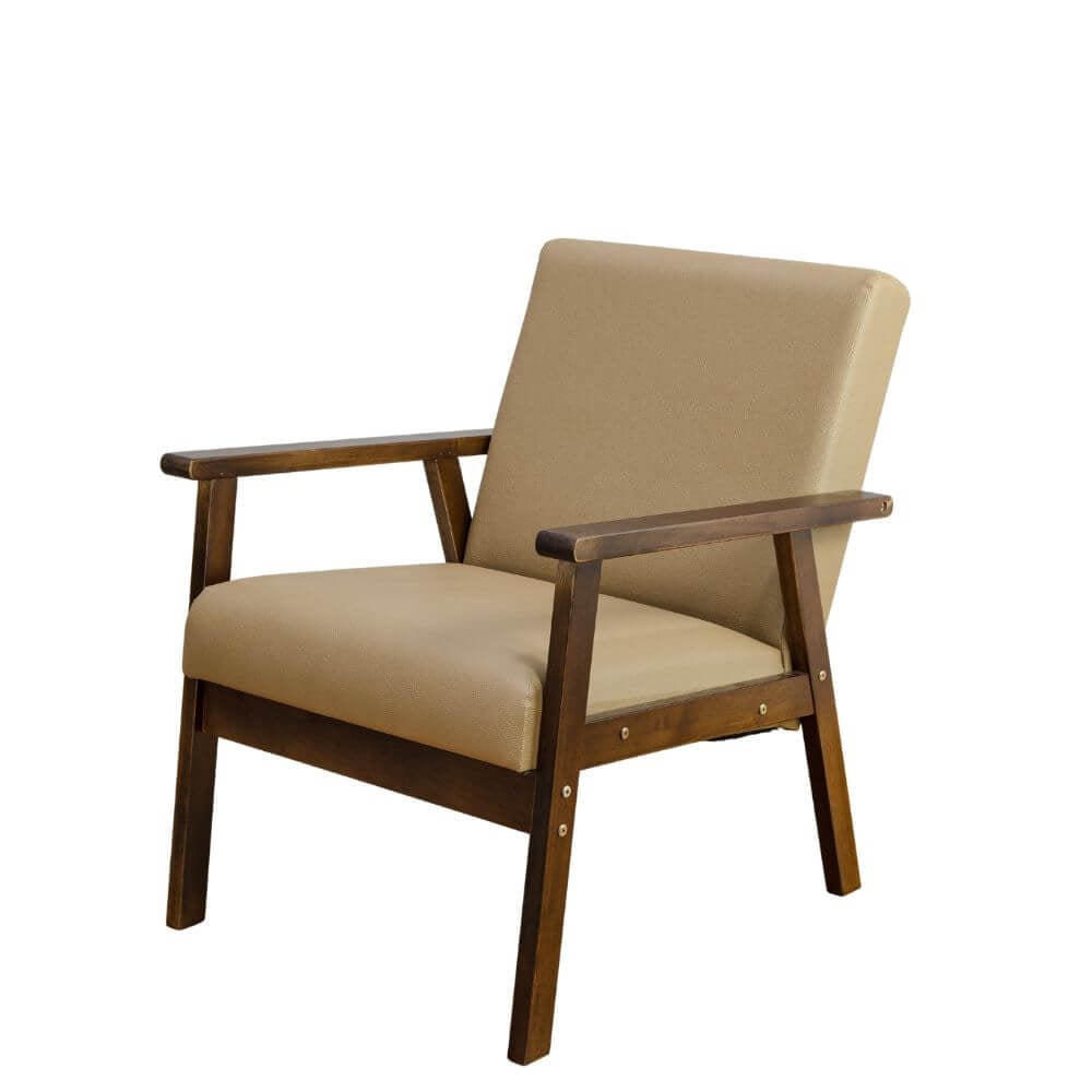 โซฟาไม้ยางพารา 1 ที่นั่ง EVERGREEN FURNITURE S-C-01 74*55*62 ไม้สีน้ำตาลเข้ม เบาะหนัง