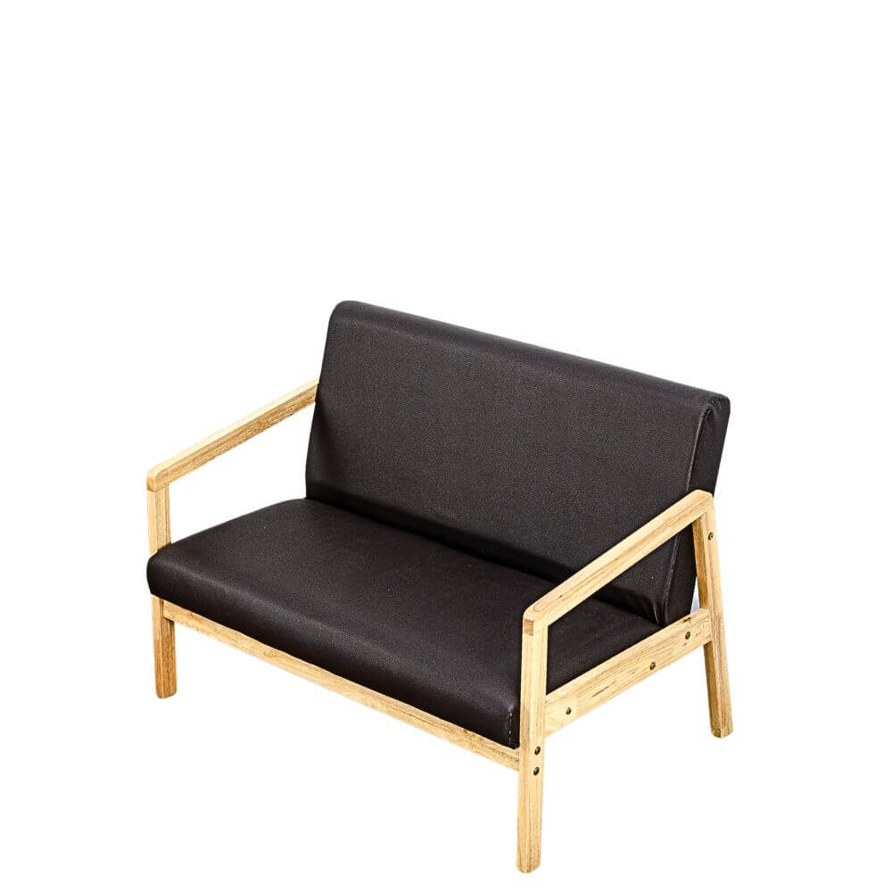โซฟาไม้ยางพารา 2 ที่นั่ง EVERGREEN FURNITURE S-M-02 100*62*72 ไม้สีธรรมชาติ เบาะหนัง