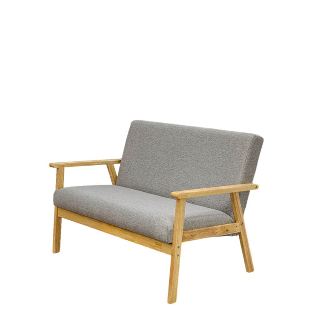 โซฟาไม้ยางพารา 2 ที่นั่ง EVERGREEN FURNITURE S-C-02 100*62*72 ไม้สีธรรมชาติ เบาะผ้า_0