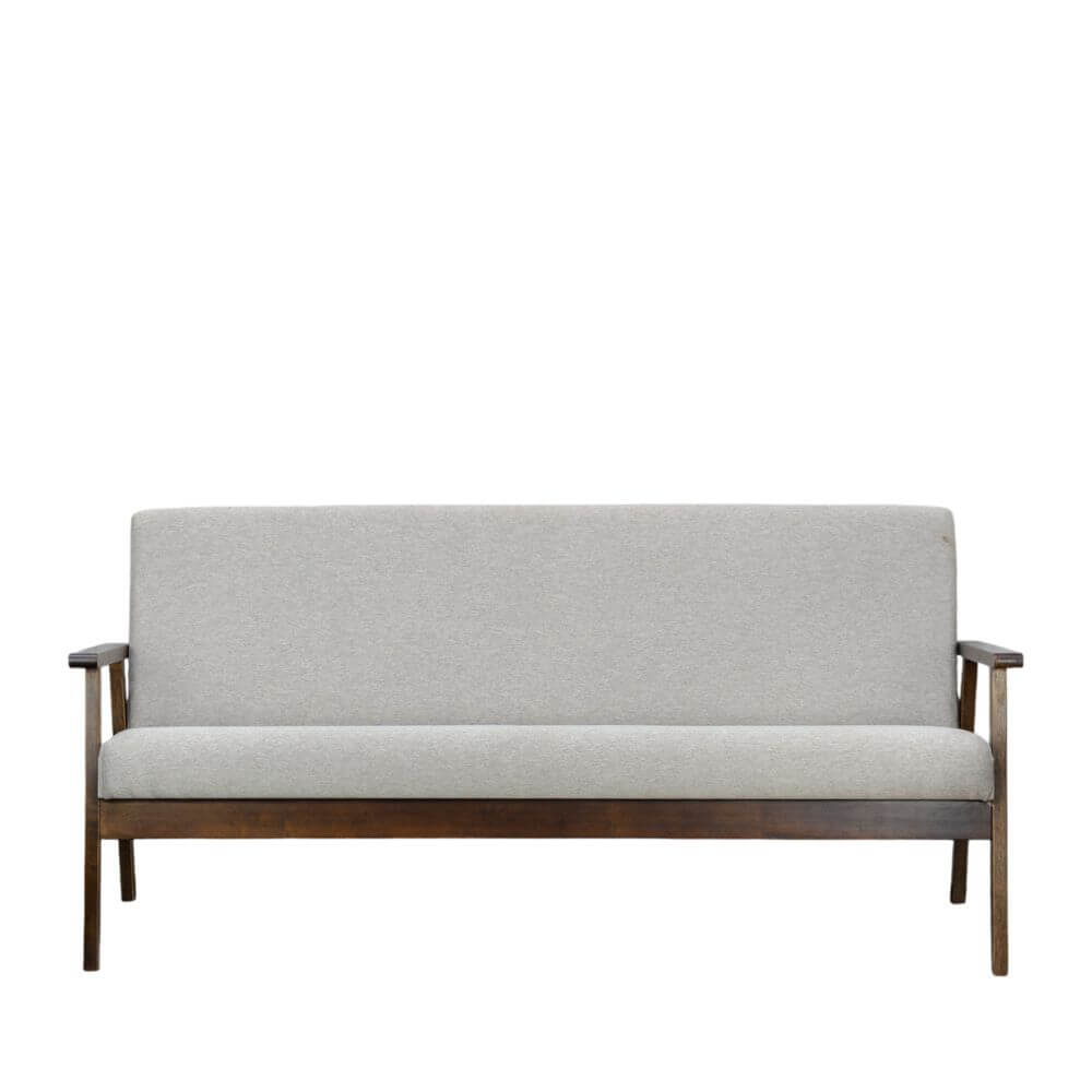 โซฟาไม้ยางพารา 3 ที่นั่ง EVERGREEN FURNITURE S-C-03 150*62*72 ไม้สีน้ำตาลเข้ม เบาะผ้าสีเทา