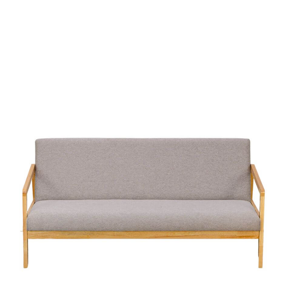 โซฟาไม้ยางพารา 3 ที่นั่ง EVERGREEN FURNITURE S-M-03 150*62*72 ไม้สีธรรมชาติ เบาะผ้าสีเทา