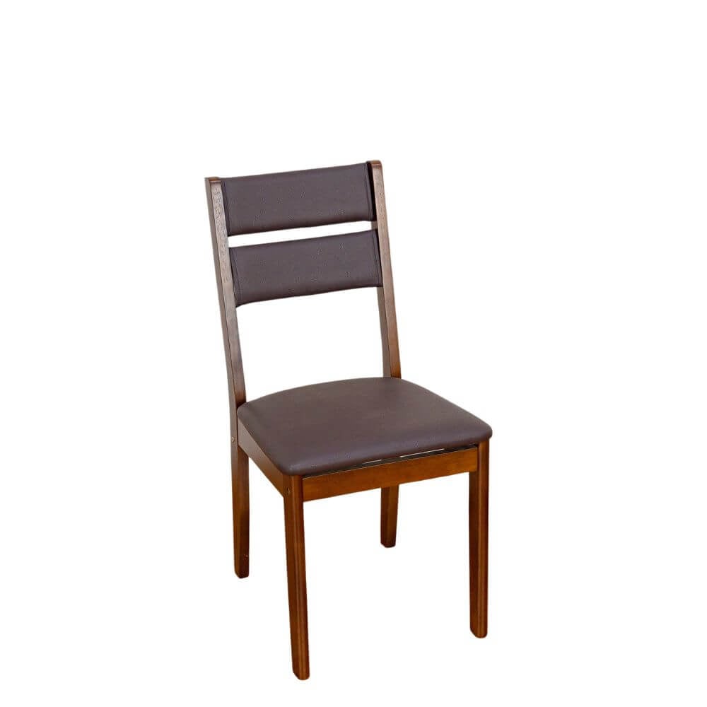 เก้าอี้ทานข้าวไม้ยางพารา EVERGREEN FURNITURE CC2 46X42X89 CM ไม้สีน้ำตาลเข้ม เบาะหนังสีกรม