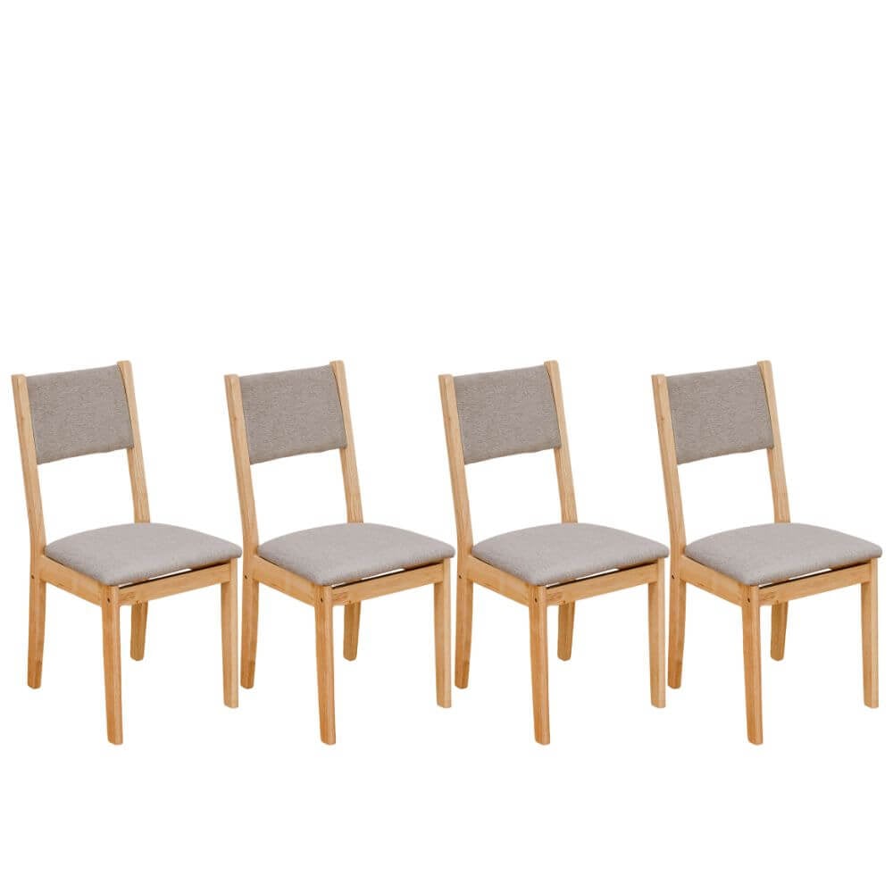 เก้าอี้ทานข้าวไม้ยางพารา EVERGREEN FURNITURE CC1 46X42X89 CM ไม้สีธรรมชาติ เบาะผ้าสีเทา 4 ตัว / กล่อง