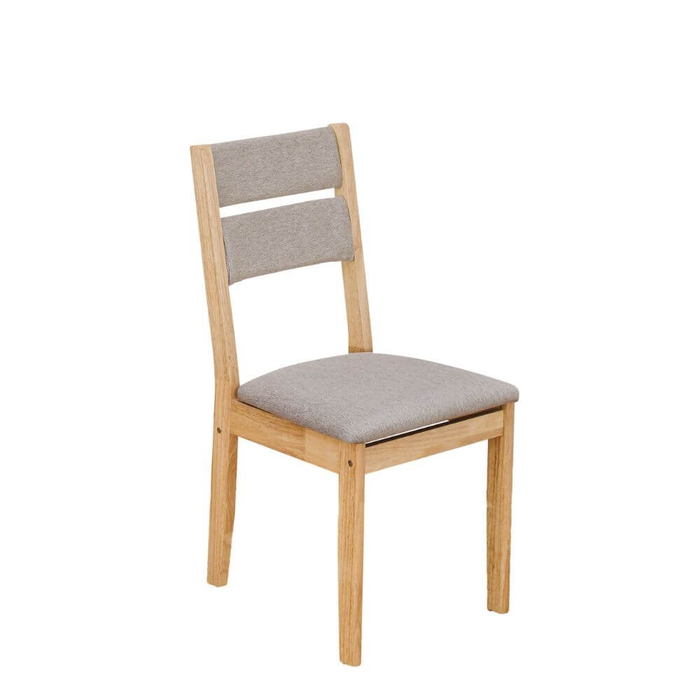 เก้าอี้ทานข้าวไม้ยางพารา EVERGREEN FURNITURE CC2 46X42X89 CM ไม้สีธรรมชาติ เบาะผ้าสีเทา_0