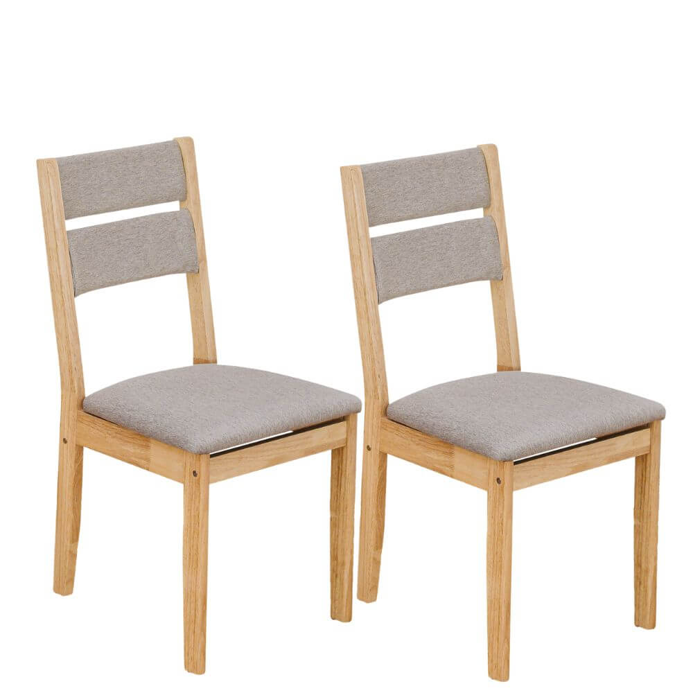 เก้าอี้ทานข้าวไม้ยางพารา EVERGREEN FURNITURE CC2 46X42X89 CM ไม้สีธรรมชาติ เบาะผ้าสีเทา 2 ตัว / กล่อง_0