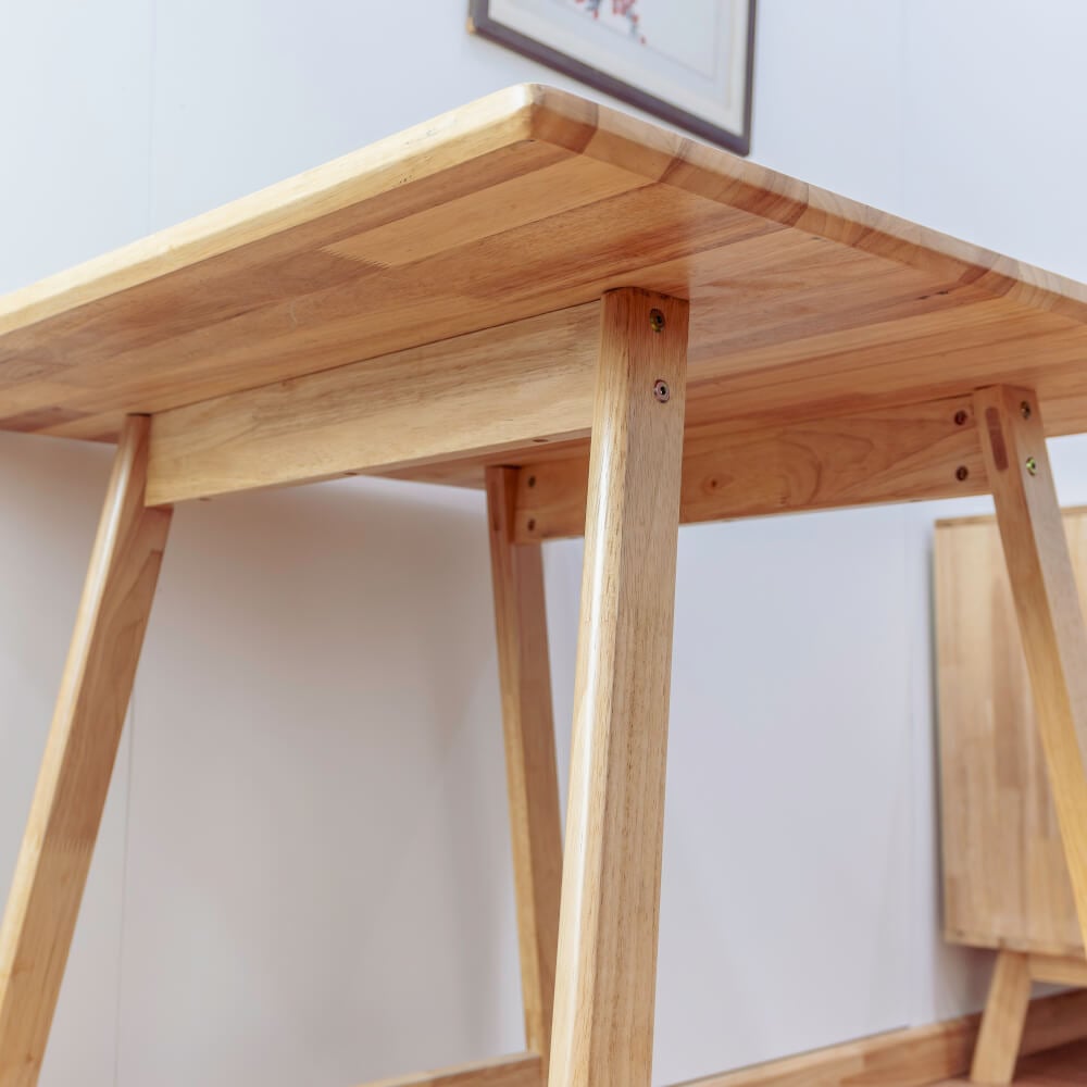 โต๊ะทานอาหารไม้ยางพารา Evergreen Furniture MDT-8080-F+ 80x80x74ซม. สีน้ำตาลธรรมชาติ