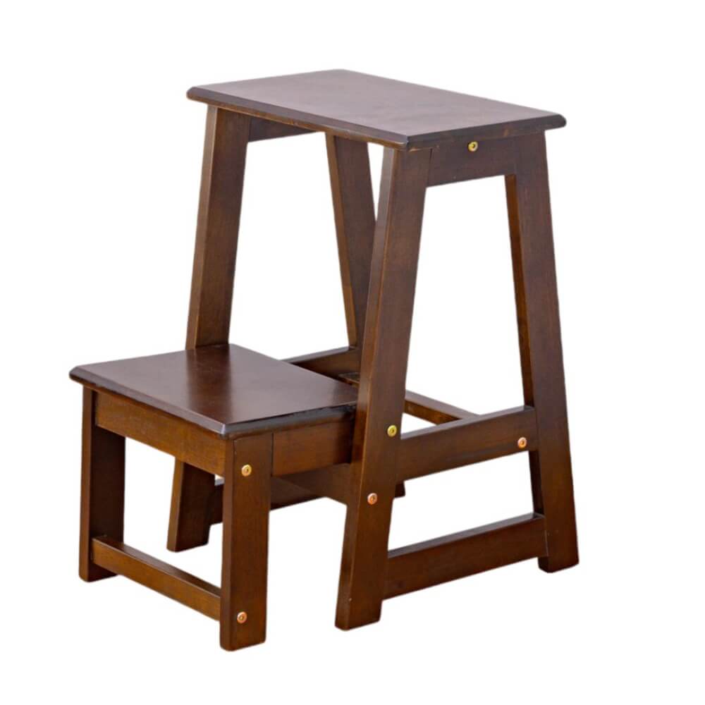 บันไดไม้ยางพารา 2 ขั้น Evergreen Furniture SLST-55  40x43x55ซม. สีน้ำตาลเข้ม