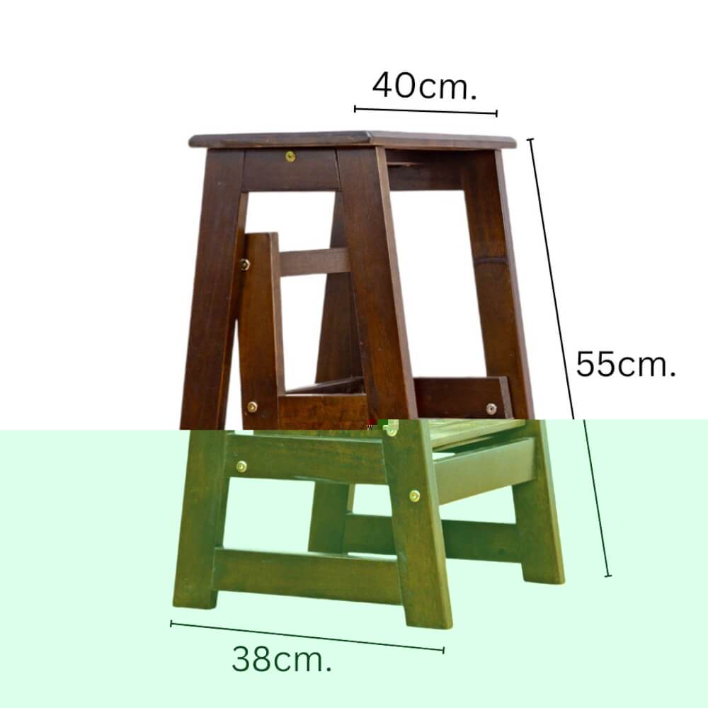 บันไดไม้ยางพารา 2 ขั้น Evergreen Furniture SLST-55  40x43x55ซม. สีน้ำตาลเข้ม