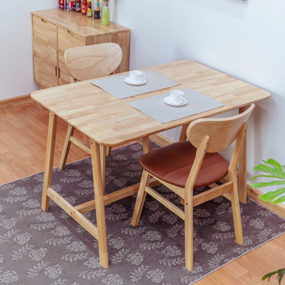โต๊ะทานอาหารไม้ยางพารา EVERGREEN FURNITURE MDT 120X74X74ซม. สีน้ำตาลธรรมชาติ_3