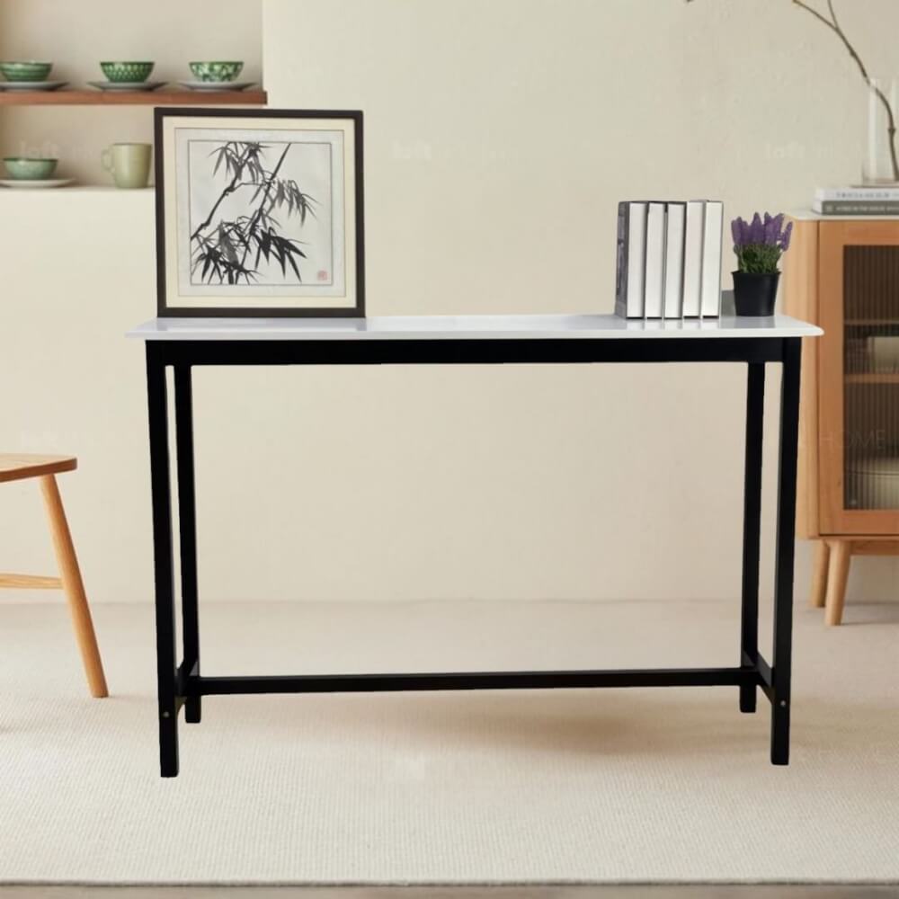 โต๊ะบาร์ไม้ยางพารา Evergreen Furniture TH 120x40x100ซม. สีขาว-สีดำ