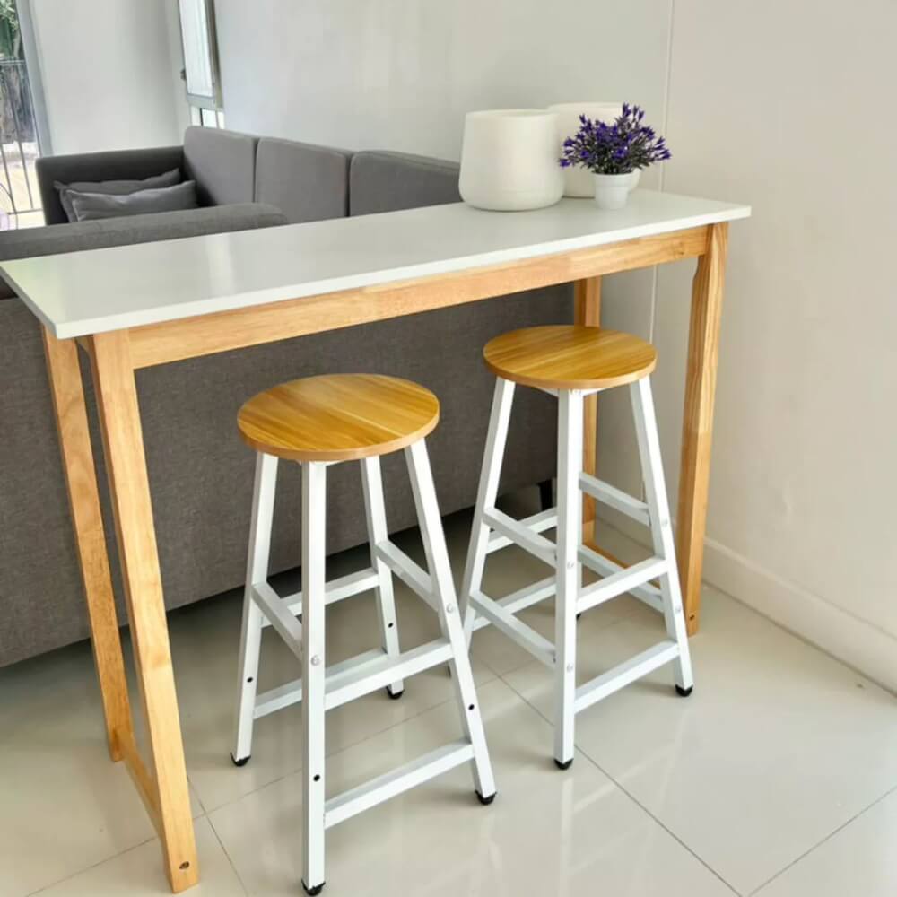 โต๊ะบาร์ไม้ยางพารา Evergreen Furniture TC 120x40x74ซม. สีขาว-สีไม้ธรรมชาติ_3