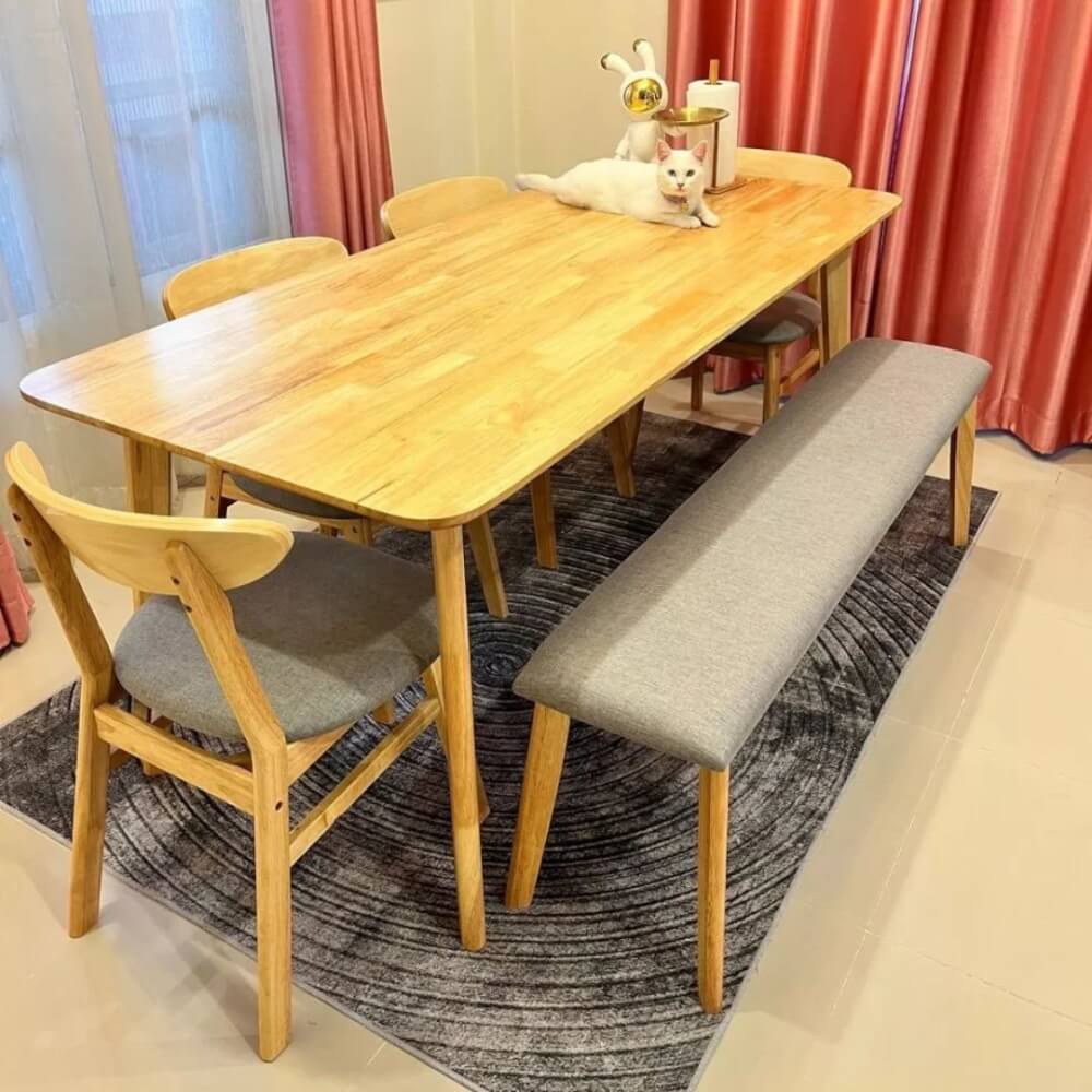 เก้าอี้ทานข้าวไม้ยางพารา  Evergreen Furniture IK+  42x52x85 ซม.สีไม้ธรรมชาติ_4