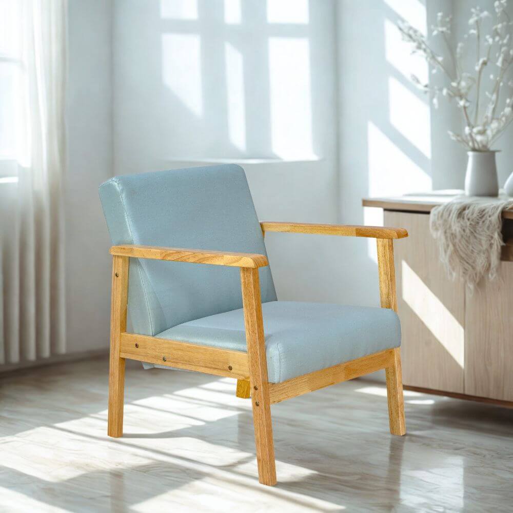 โซฟาไม้ยางพารา 1 ที่นั่ง EVERGREEN FURNITURE S-NC-01 74*55*62 เบาะผ้า ไม้สีธรรมชาติ_3