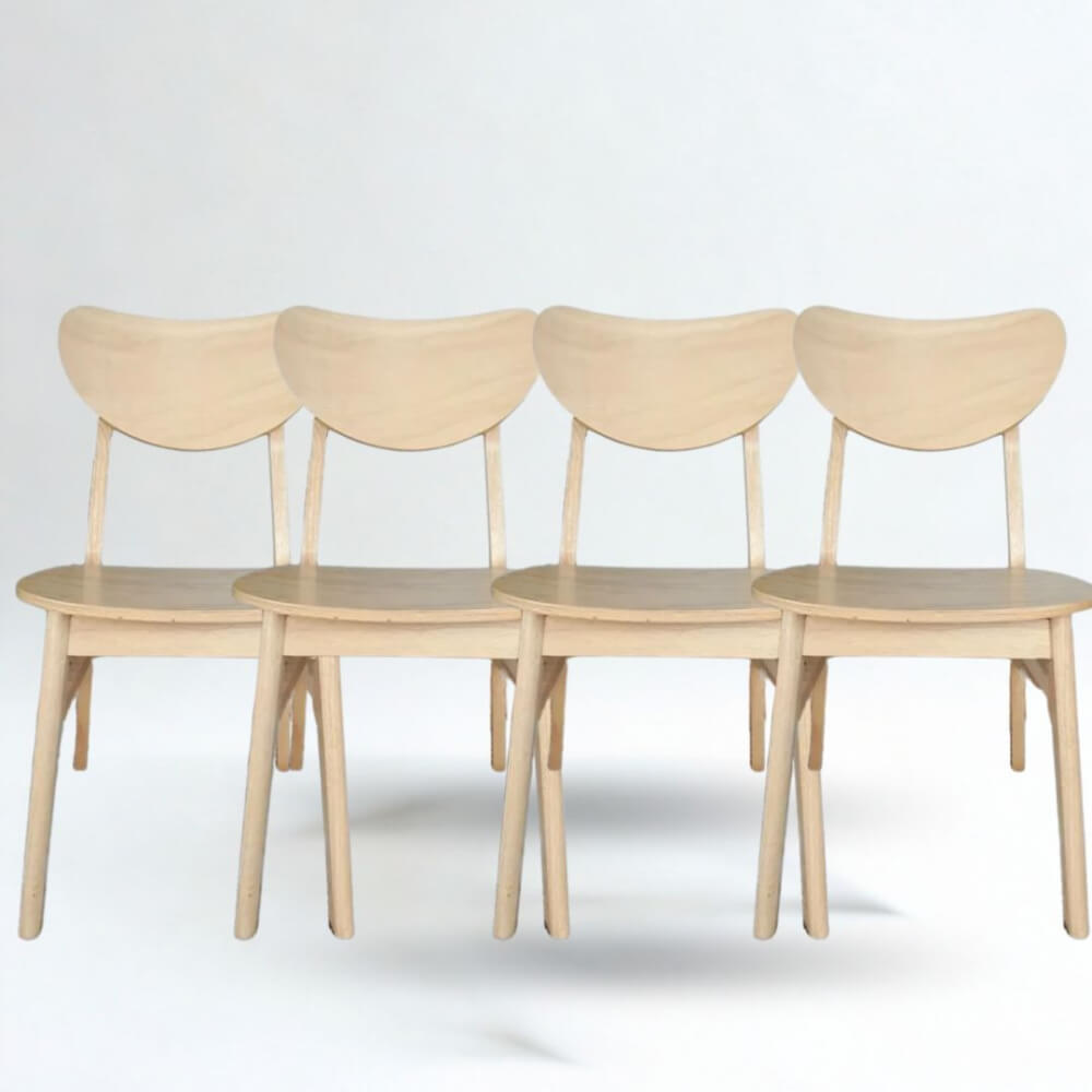 เก้าอี้ทานข้าวไม้ยางพารา  EVERGREEN FURNITURE CB เบาะไม้ 43X53X85 ซม.สีไม้ธรรมชาติ 4ตัว/กล่อง