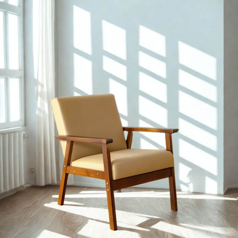 โซฟาไม้ยางพารา 1 ที่นั่ง EVERGREEN FURNITURE S-C-01 74*55*62 ไม้สีน้ำตาลเข้ม เบาะหนัง_3